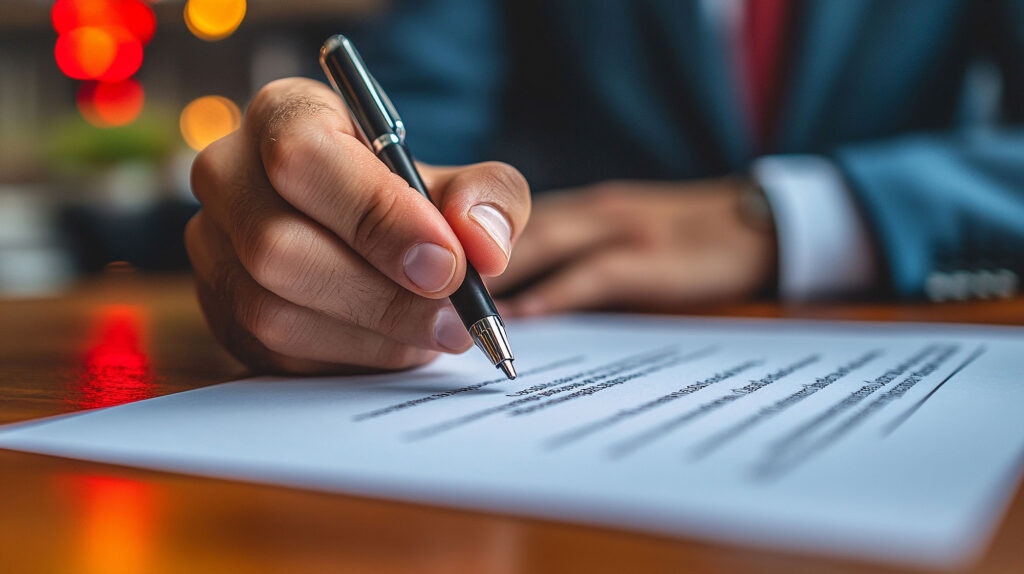 concept image of person signing title insurance